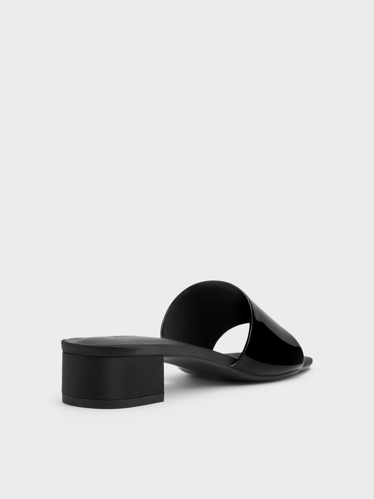 Patent Wide-Strap Heeled Mules, Black Patent, hi-res