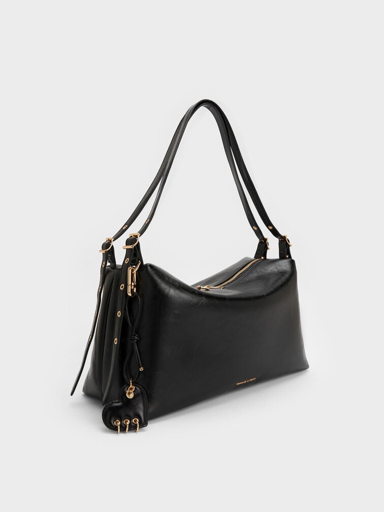 Rey Slouchy Shoulder Bag, Black, hi-res