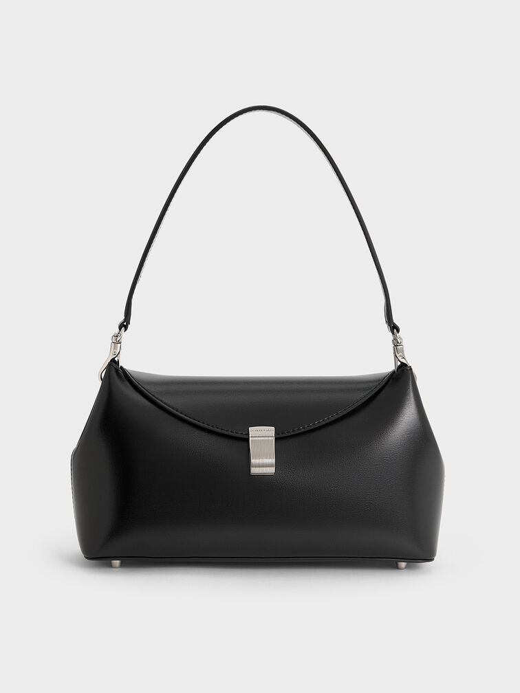 Wisteria Metallic-Accent Shoulder Bag, Noir, hi-res