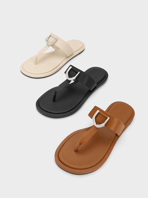 Gabine Leather Thong Sandals, Chalk, hi-res