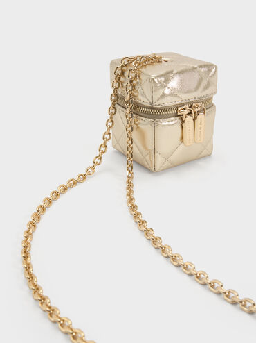 Janie Quilted Micro Bag, Champagne, hi-res