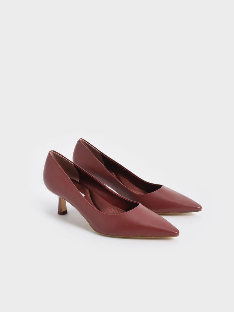 Emmy Pointed Kitten Heel Pumps, Maroon, hi-res