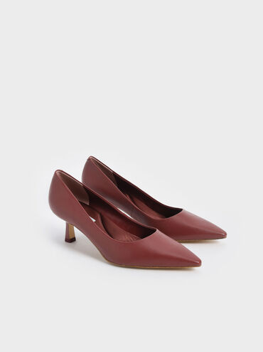 Emmy Pointed Kitten Heel Pumps, Maroon, hi-res