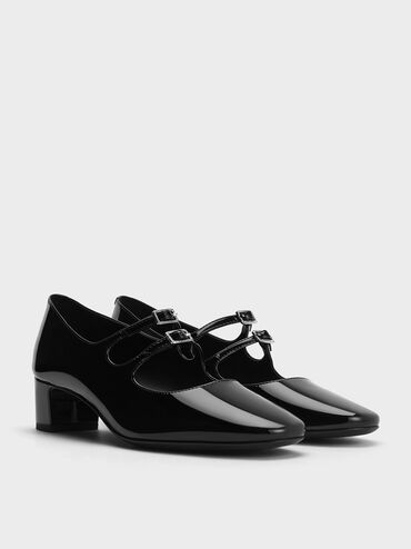 Clementine Double Crystal-Buckle Mary Jane Pumps, Black Box, hi-res