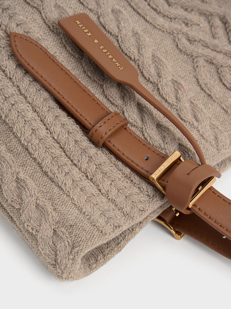 Apolline Textured Tote Bag, Taupe, hi-res