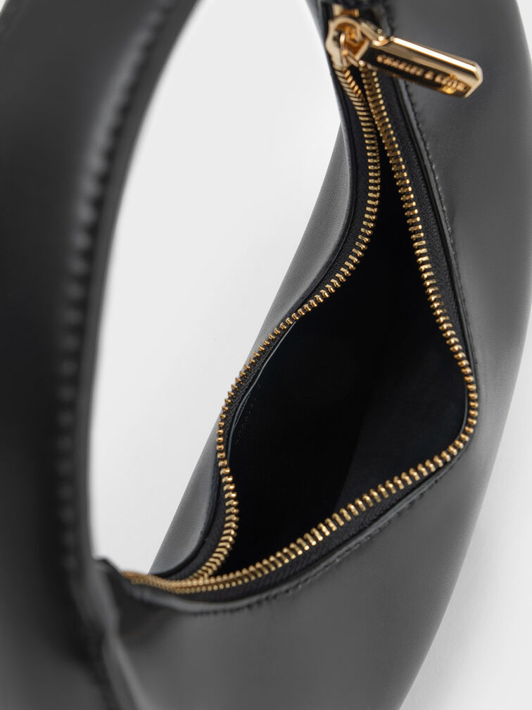 Half-Moon Shoulder Bag, Black, hi-res