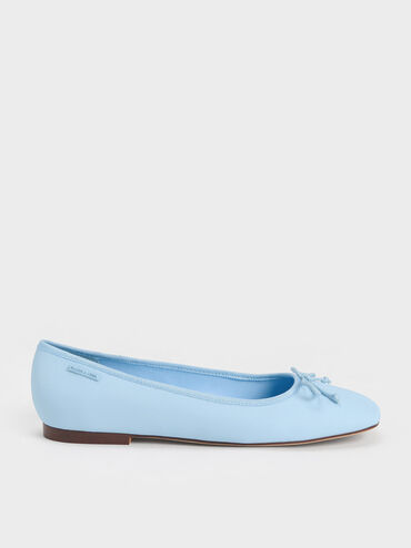 Rhea Bow Ballerinas, Light Blue, hi-res