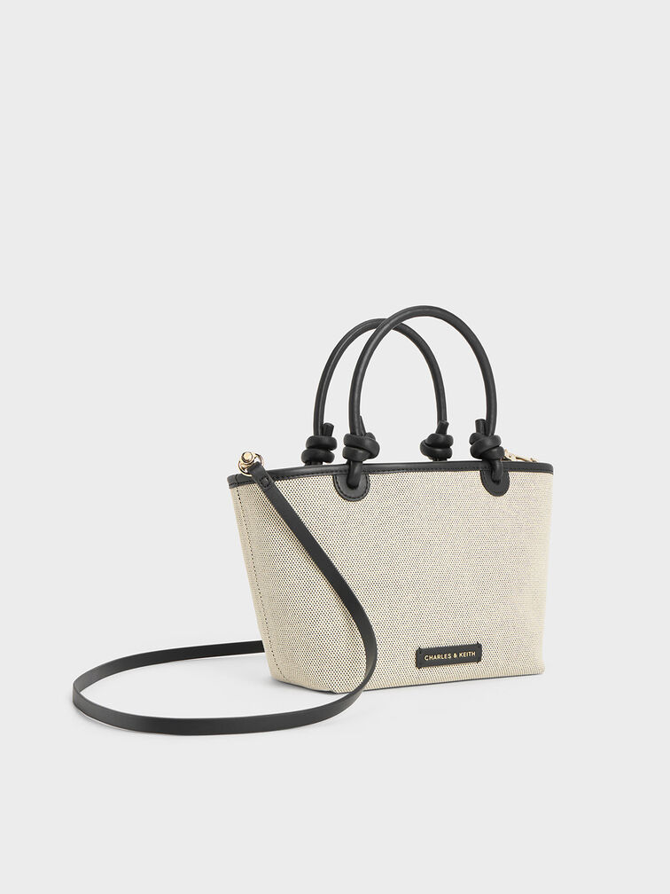 Sabine Canvas Knotted-Handle Tote Bag, Black, hi-res