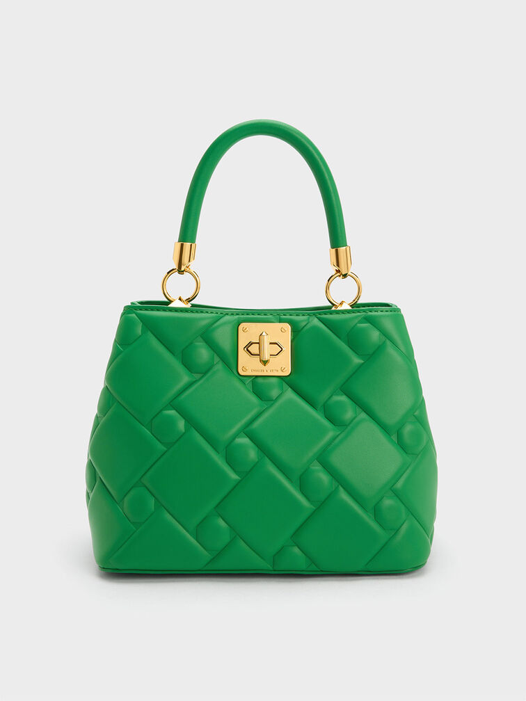 Tillie Quilted Top Handle Bag, Green, hi-res