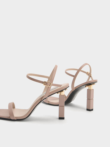 Sculptural Heel Sandals, Nude, hi-res