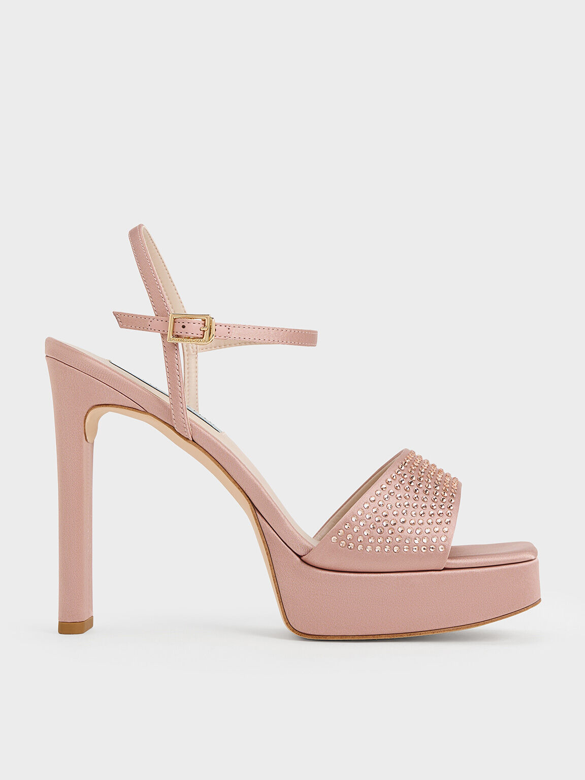 Nude Trice Metallic Accent Block Heel Sandals - CHARLES & KEITH US