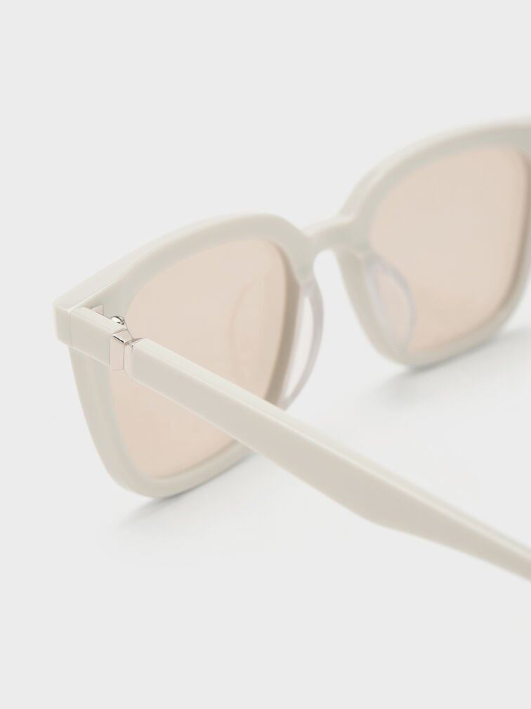 Maude Recycled Acetate Square Sunglasses, Chalk, hi-res