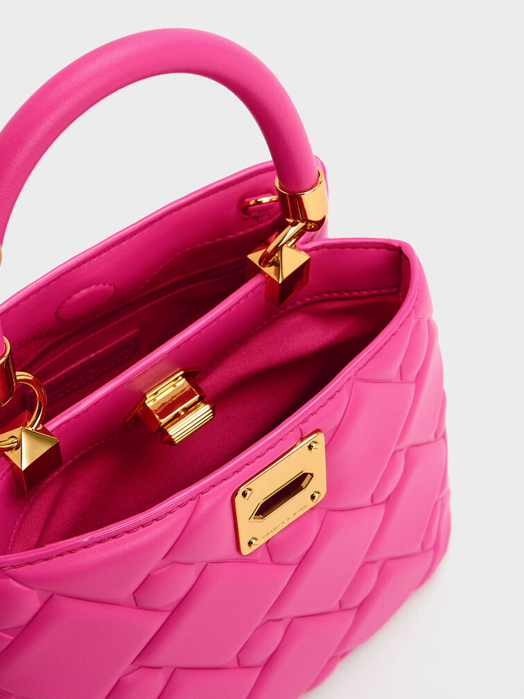 Tillie Quilted Top Handle Bag, Fuchsia, hi-res