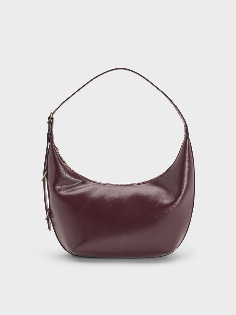 Bryna Curved Hobo Bag, Wineberry Red, hi-res
