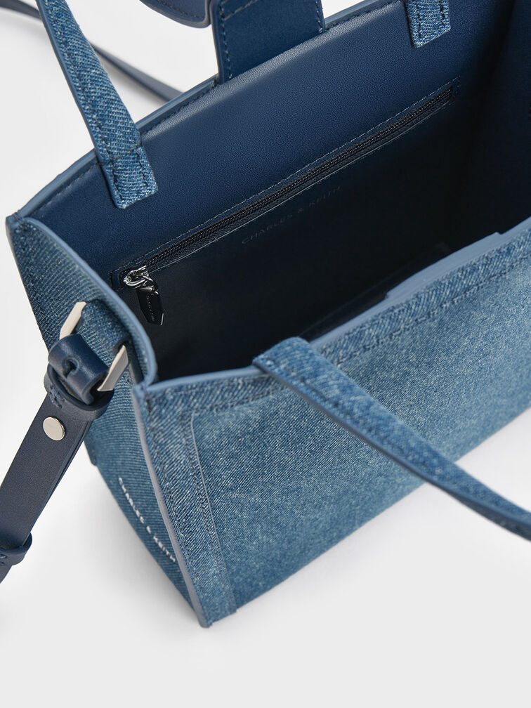 Denim Double Handle Tote Bag, Denim Blue, hi-res