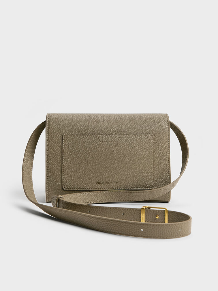 Chance Recycled Leather Turn-Lock Crossbody Bag, Deep Olive, hi-res
