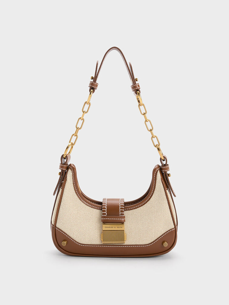 Winslet Canvas Belted Hobo Bag, Chocolate, hi-res