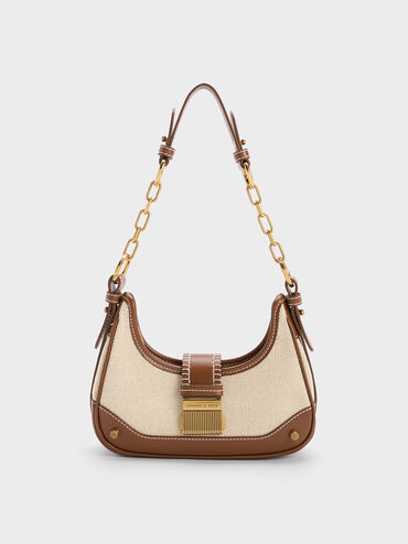 Winslet Canvas Belted Hobo Bag, Chocolate, hi-res