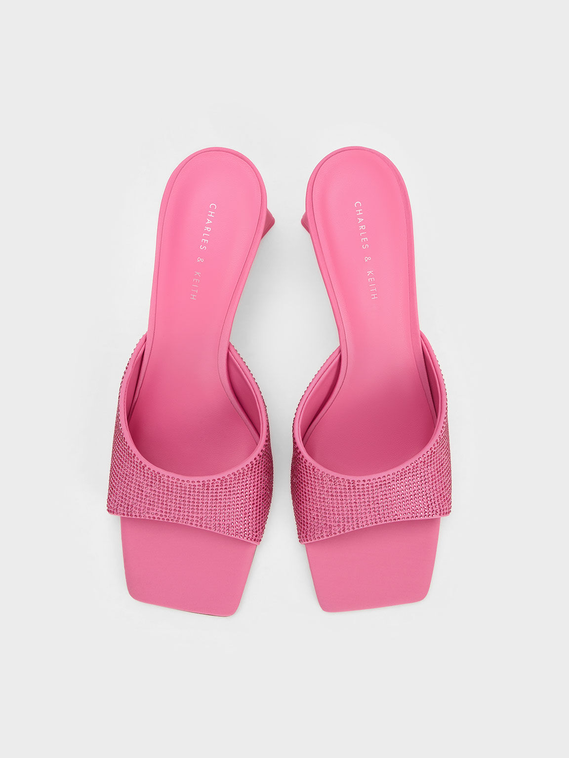Pink Gem Embellished Geometric Mules CHARLES KEITH IN