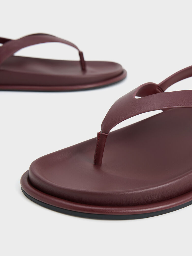 V-Strap Thong Sandals, Burgundy, hi-res