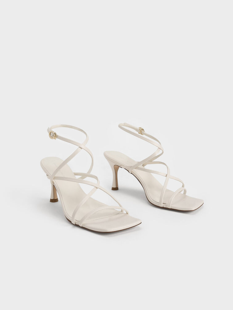 Crossover Strappy Sandals, Cream, hi-res