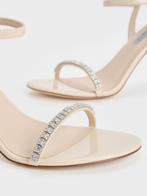 Ambrosia Patent Gem-Embellished Ankle-Strap Pumps, Cream, hi-res