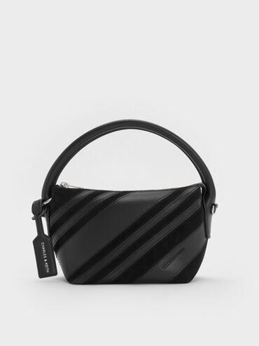 Zeya Recycled Suede Top Handle Bag, Noir, hi-res