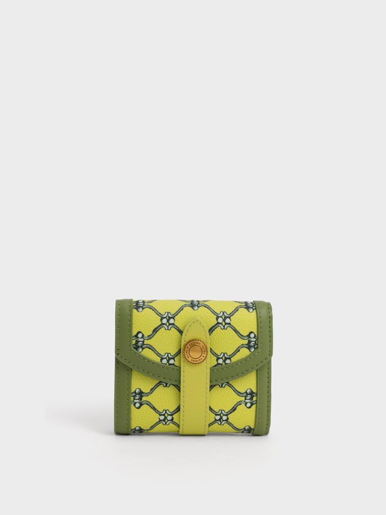 Este Belted Printed Small Wallet, Lime, hi-res