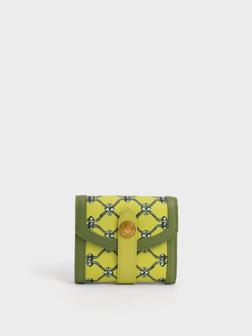 Este Belted Printed Small Wallet, Lime, hi-res