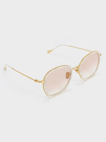 Twisted Metallic Butterfly Sunglasses, Cream, hi-res