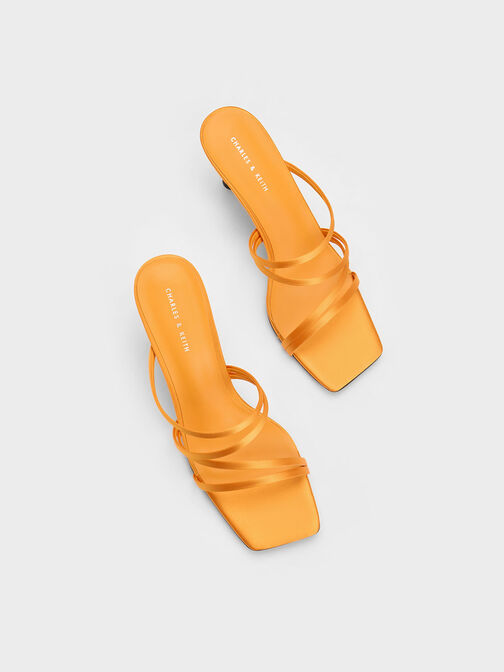 Embellished Cone Heel Sandals, Orange, hi-res