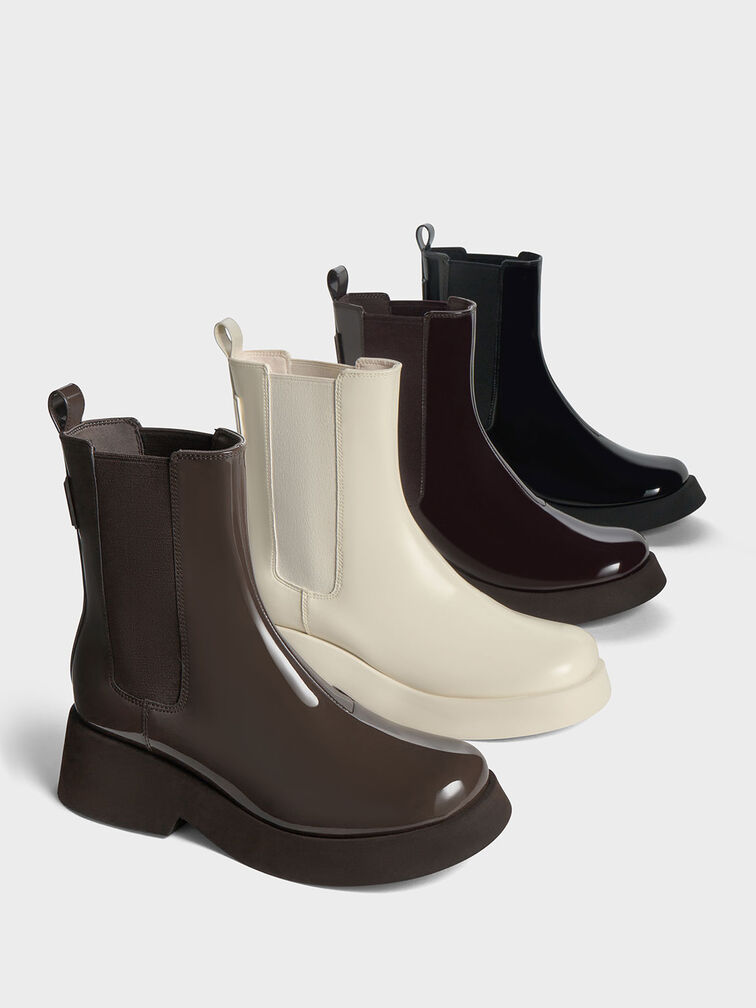 Giselle Patent Chelsea Boots, Maroon, hi-res