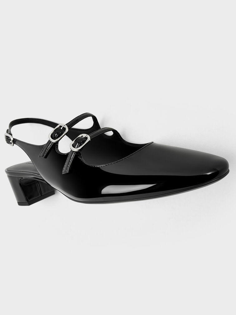 Clementine Double-Strap Slingback Mary Jane Pumps, Black Box, hi-res