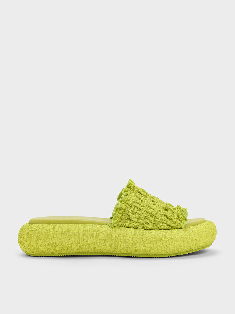 Nuala Ruched Flatforms, Lime, hi-res