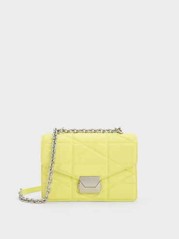 Blanche Chevron Chain Handle Bag, Butter, hi-res