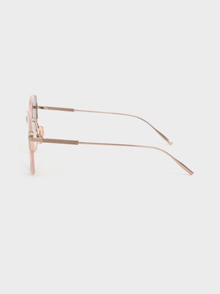 Seraphina Panelled Temples Butterfly Sunglasses, Pink, hi-res