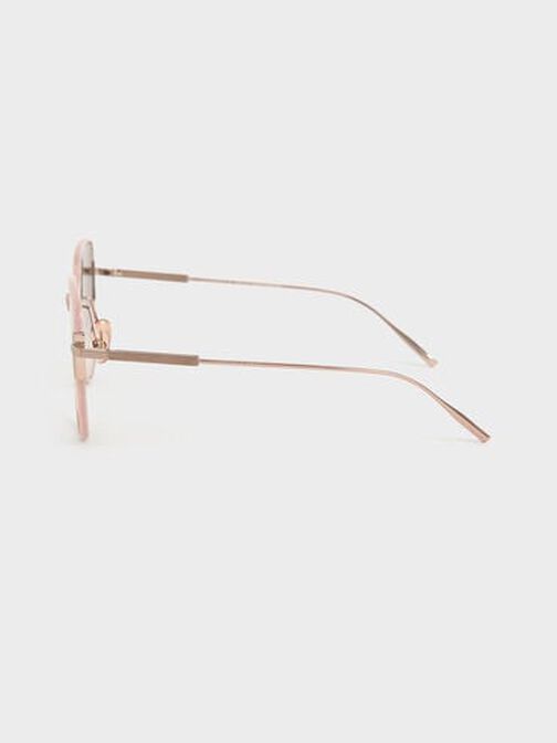 Seraphina Panelled Temples Butterfly Sunglasses, Pink, hi-res