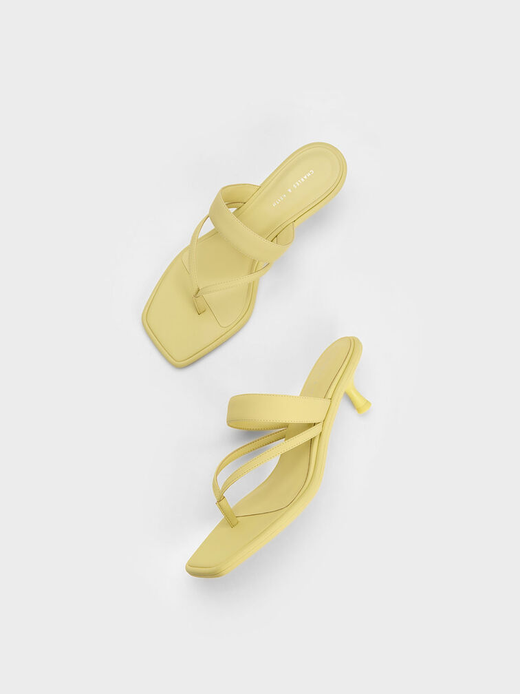 Spool Heel Thong Sandals, Lime, hi-res