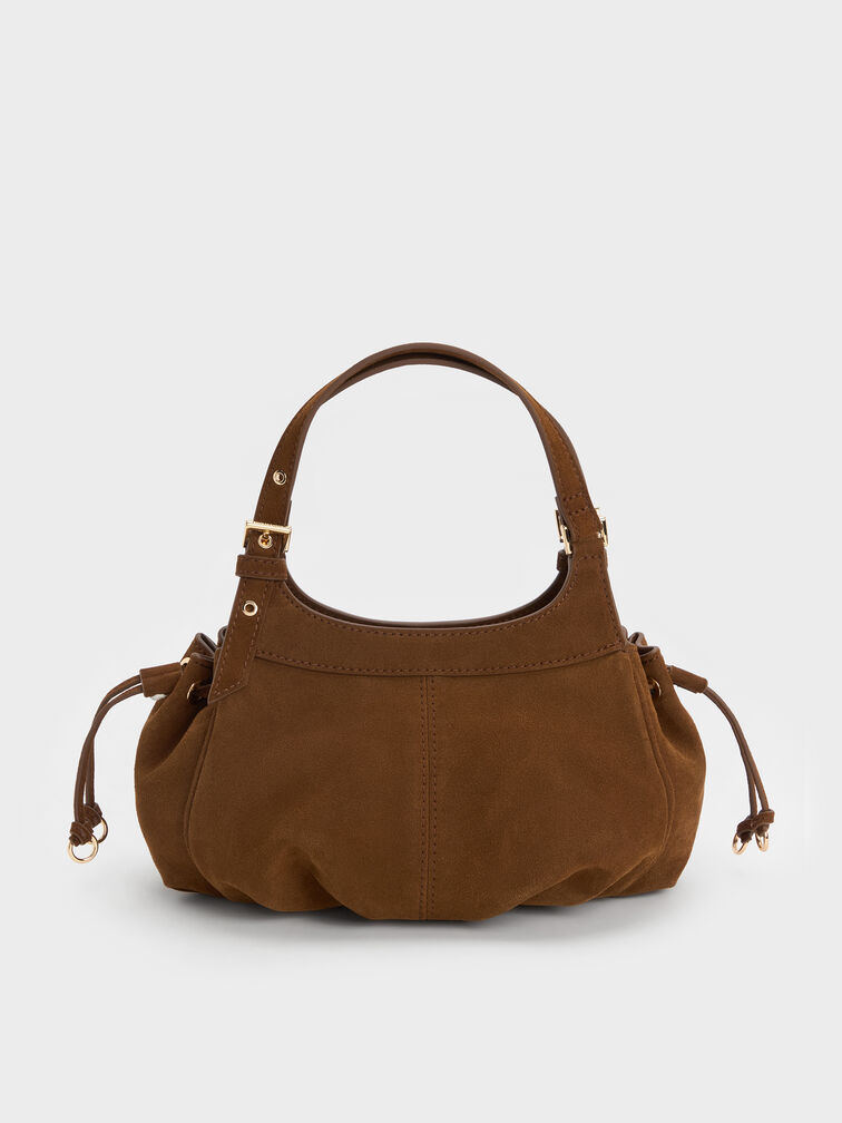 Mini Lillith Drawstring Bucket Bag, Pecan Brown, hi-res