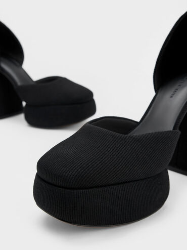 Sinead Woven Buckled D'Orsay Platform Pumps, Black, hi-res
