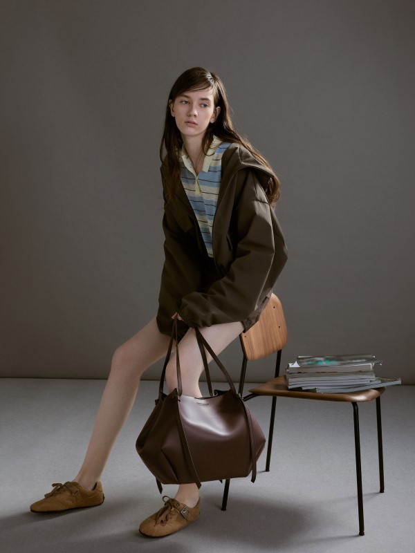 Ember Brown Jody Suede Belted Shoulder Bag - CHARLES & KEITH