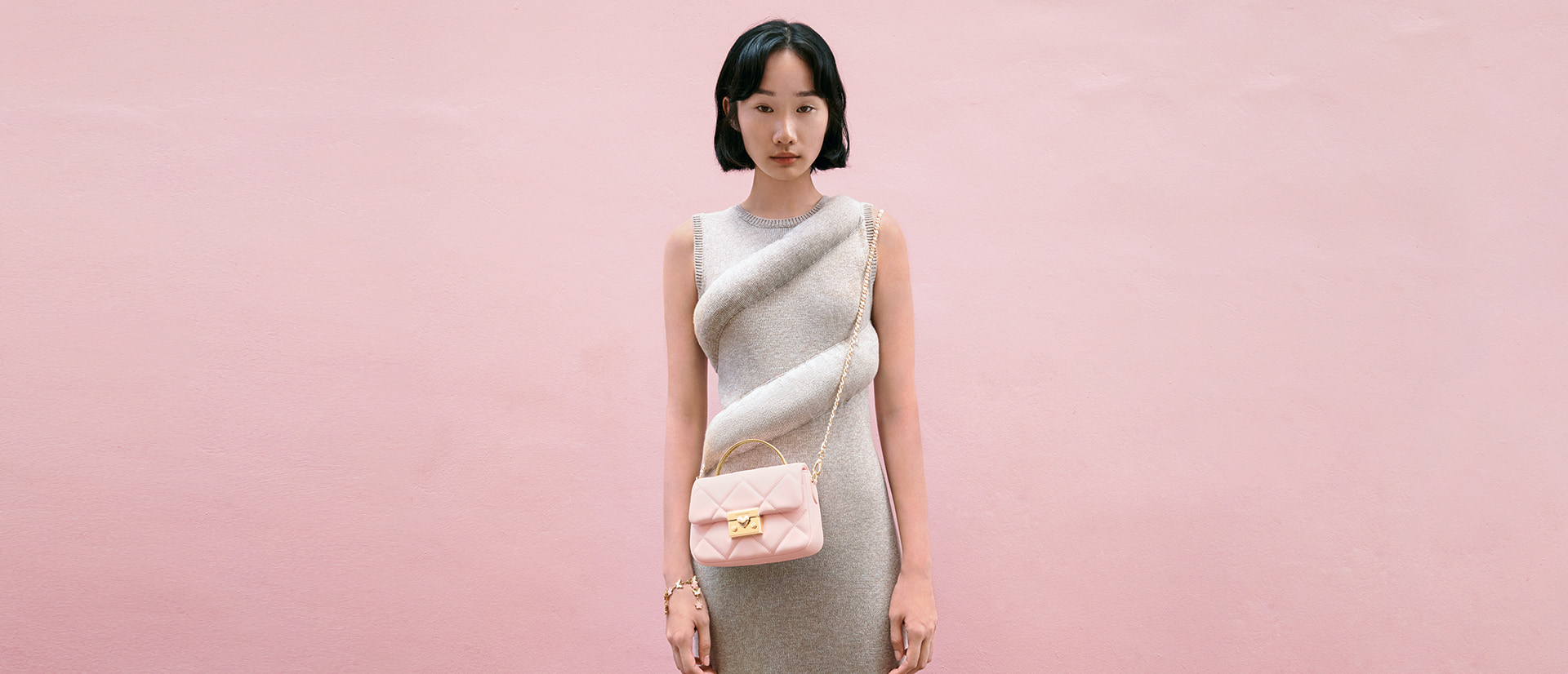 Women’s Quilted Box Top Handle Bag in pink - CHARLES & KEITH