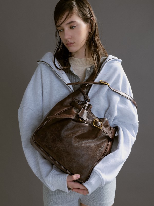 Ember Brown Jody Suede Belted Shoulder Bag - CHARLES & KEITH