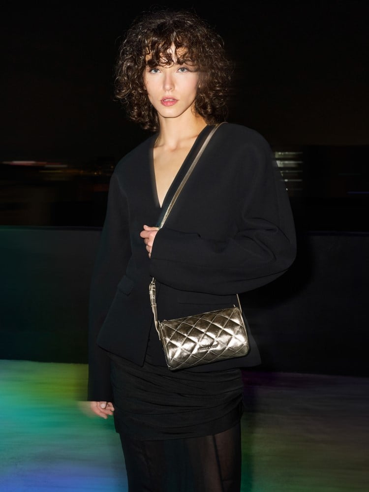 Dark Brown Textured Darian Faux Suede Lace-Up Buckle-Strap Knee-High Boots- CHARLES & KEITH