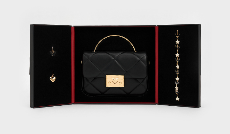 Women’s Quilted Box Top Handle Bag in black – CHARLES & KEITH