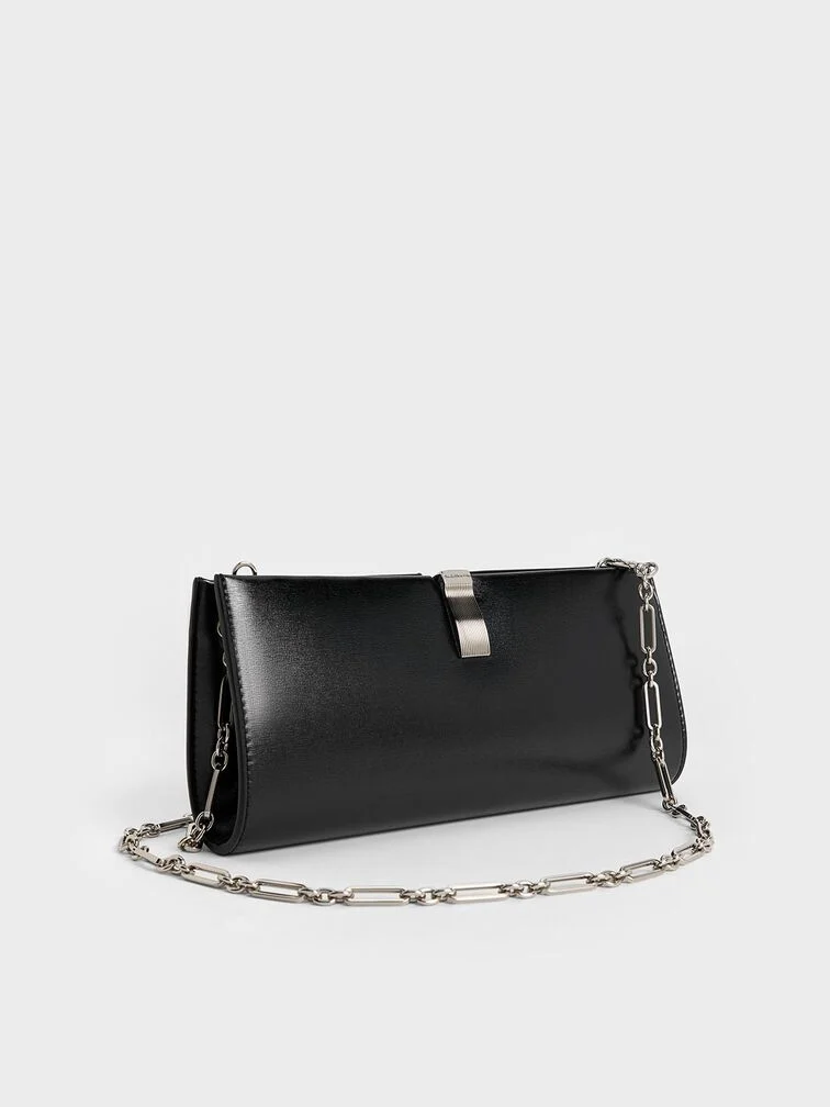 Women’s Wisteria metallic-accent clutch in noir - CHARLES & KEITH