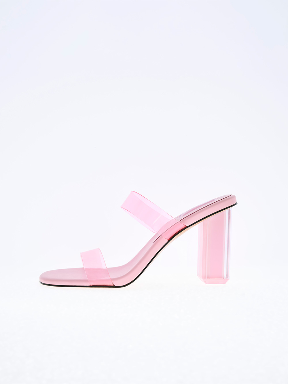 Women's white geometric push-lock top handle bag, green Fia see-through slide sandals-CHARLES & KEITH