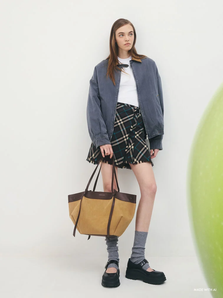 The XL Calla tote complements a preppy outfit for a stylish, back-to-school look.