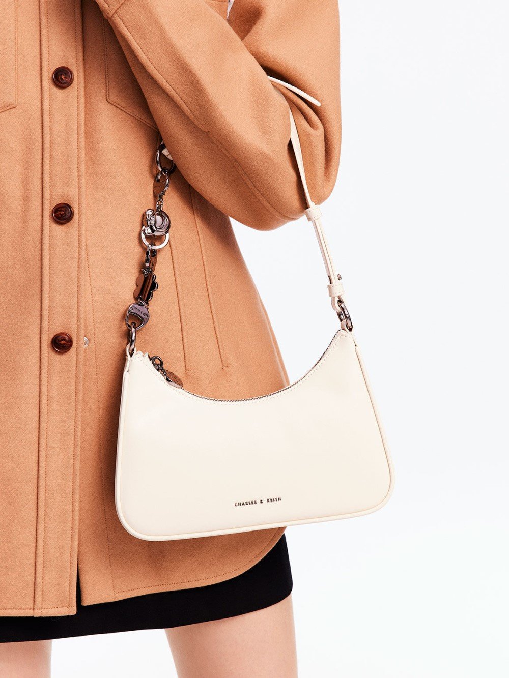 Lotso Cream Shoulder Bag - CHARLES & KEITH