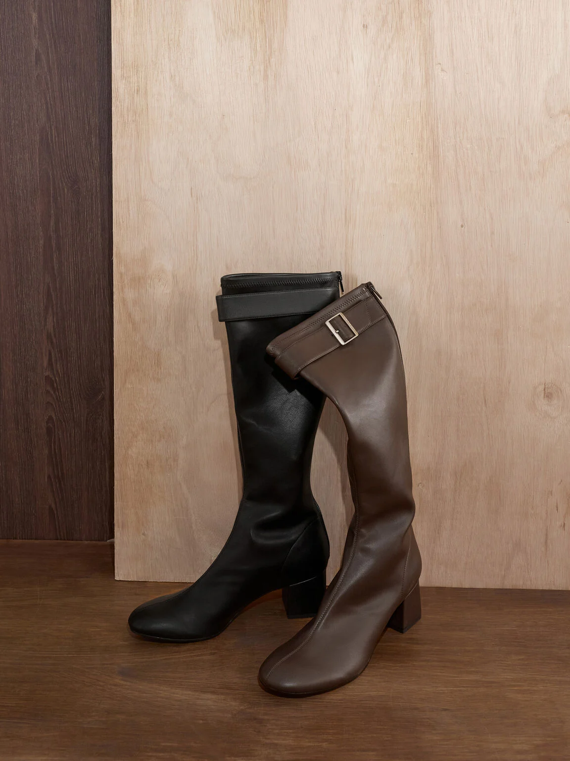 Knee-high boots are a statement footwear option for denim-on-denim fits, especially for shorter denim pieces like shorts and skirts. 